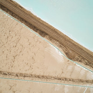 An aerial view of a mining landscape.