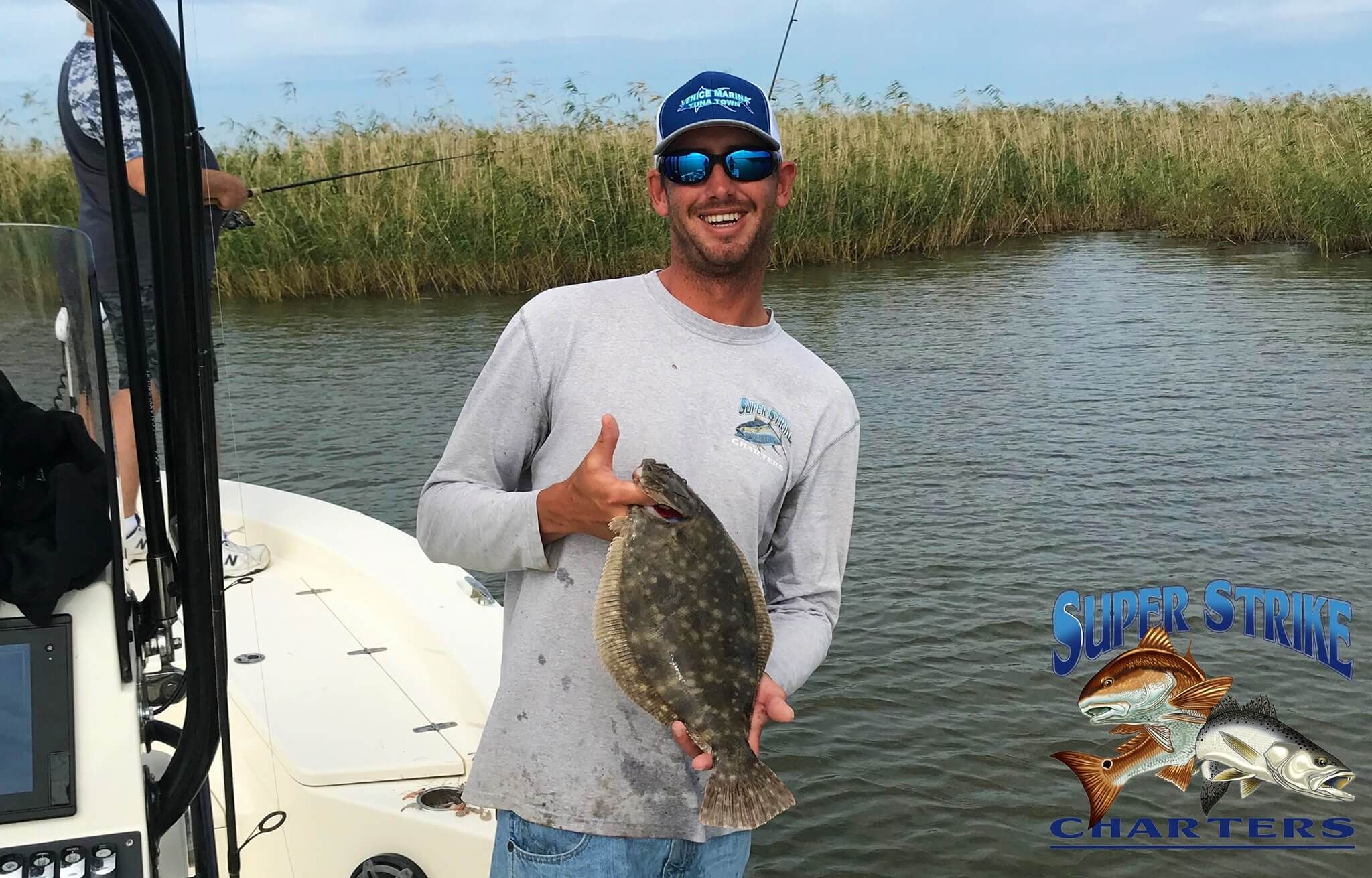 Flounder caught on fishing charter in Venice, Louisiana