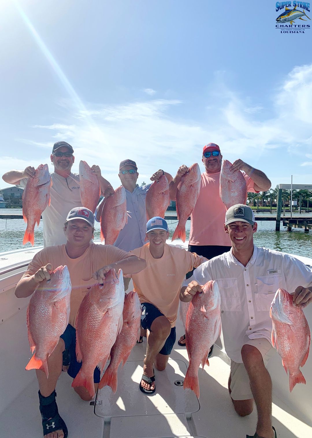 Red snapper caught on deep sea fishing charter in venice, louisiana