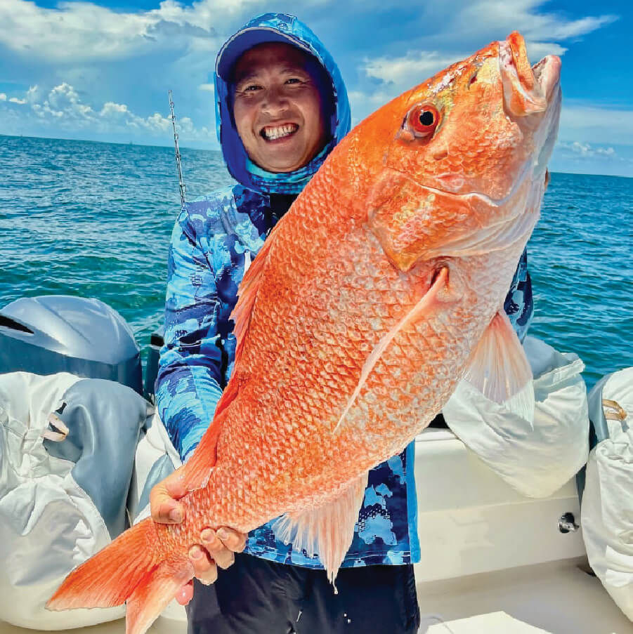 Red snapper caught on deep sea fishing charter.