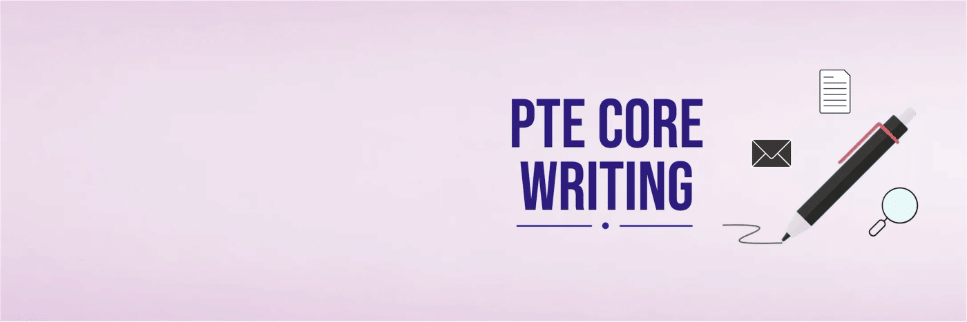 PTE Core logo with a keyboard for writing section.