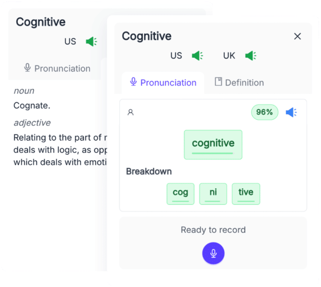 Phrasel pronunciation feedback and vocabulary tools with word-level analysis