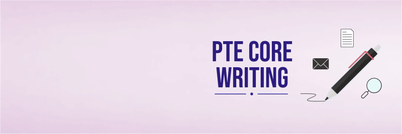 PTE Core logo with a keyboard for writing section.