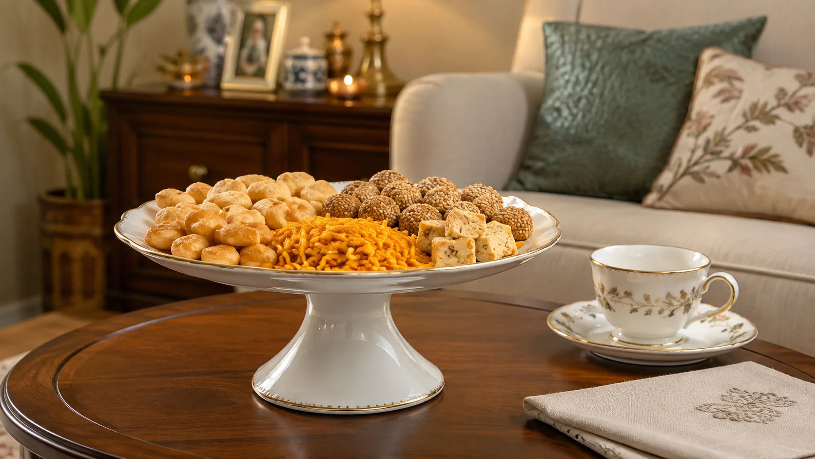 Porcelain Cake Stand styled for everyday table use