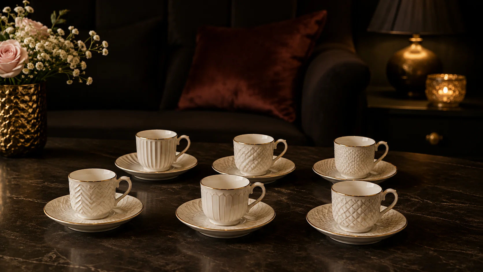 Ceramic Tea Cup Collection arranged on an elegant tabletop