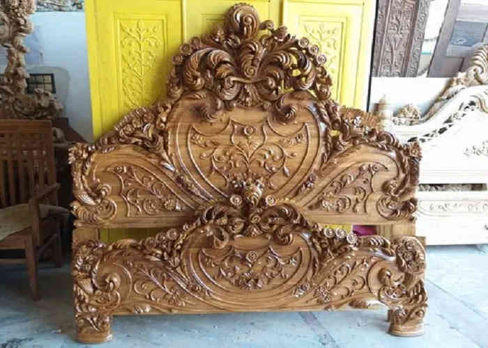 Luxury Carved Wooden Bed Headboard