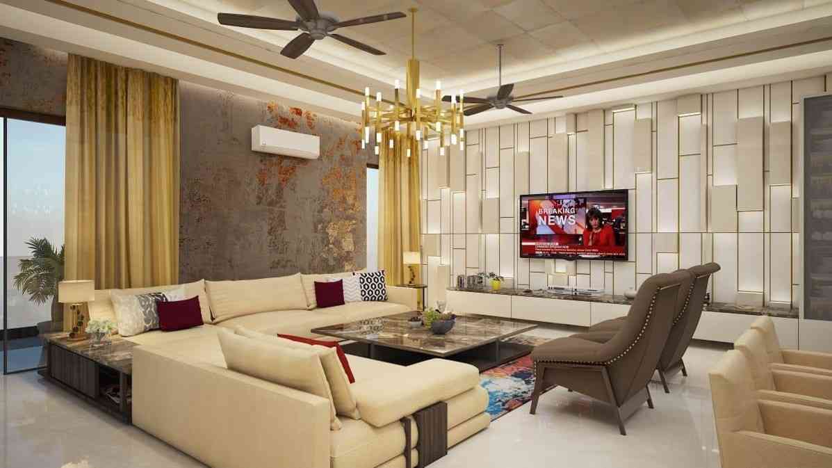 Living Room Design And Hanging Light