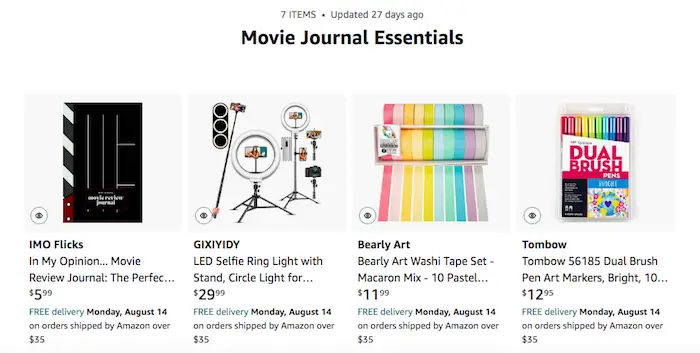 film journal ideas tools