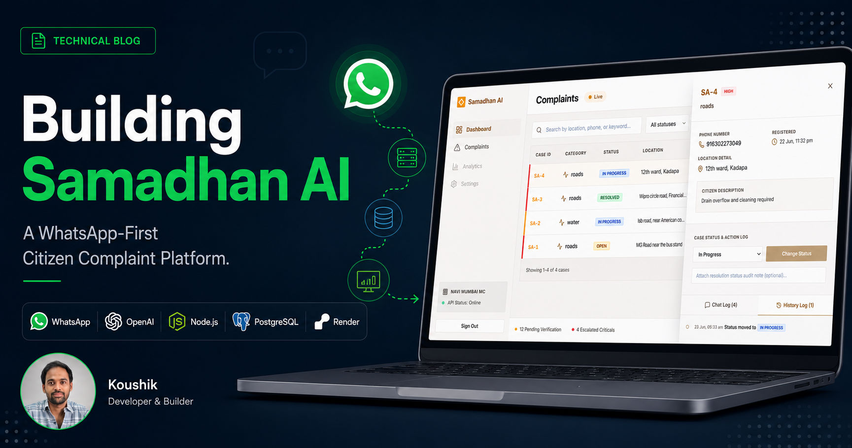Building Samadhan AI: How I Set Up a WhatsApp-First Complaint System (Without Knowing a Thing About WhatsApp APIs)