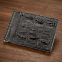 Затискач CROCODILE LEATHER 18169 з натуральної шкіри крокодила Чорний thumbnail 1
