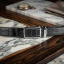 Ремінь-автомат CROCODILE LEATHER 18236 з натуральної шкіри крокодила (каймана) Чорний thumbnail 4