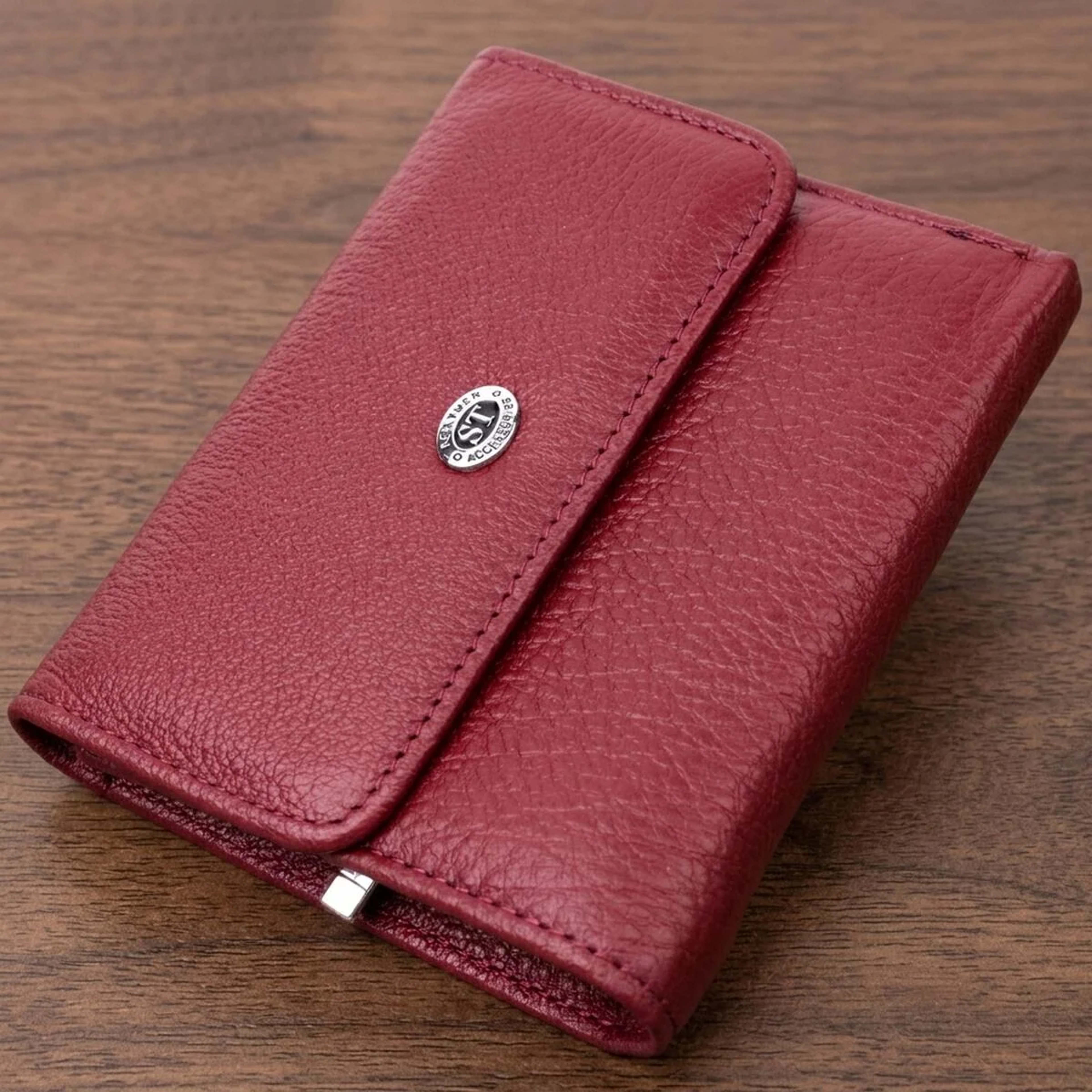 Шкіряний жіночий гаманець із монетницею ST Leather 19480 Бордовий
