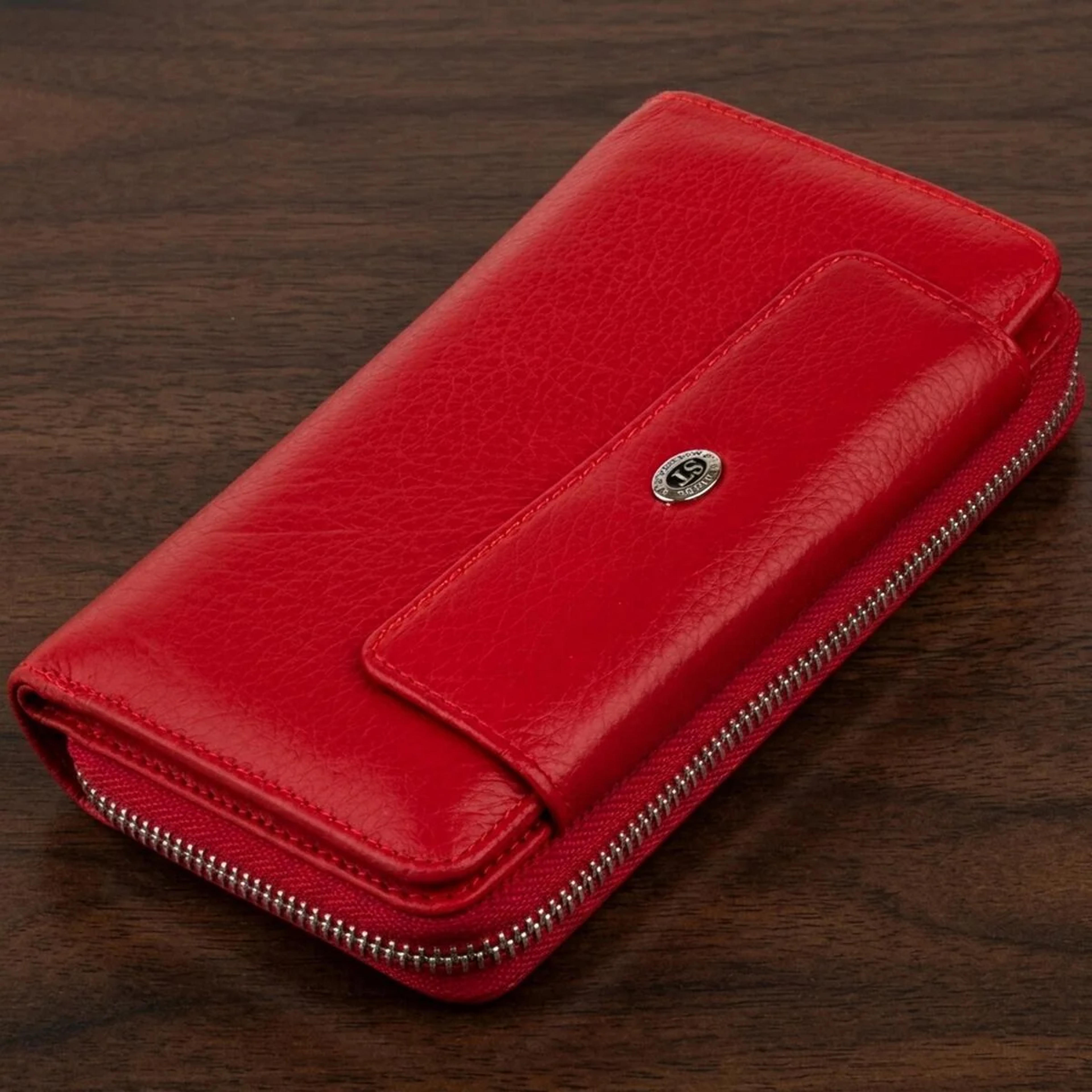 Гаманець зі шкіри на клямці ST Leather 19343 Червоний