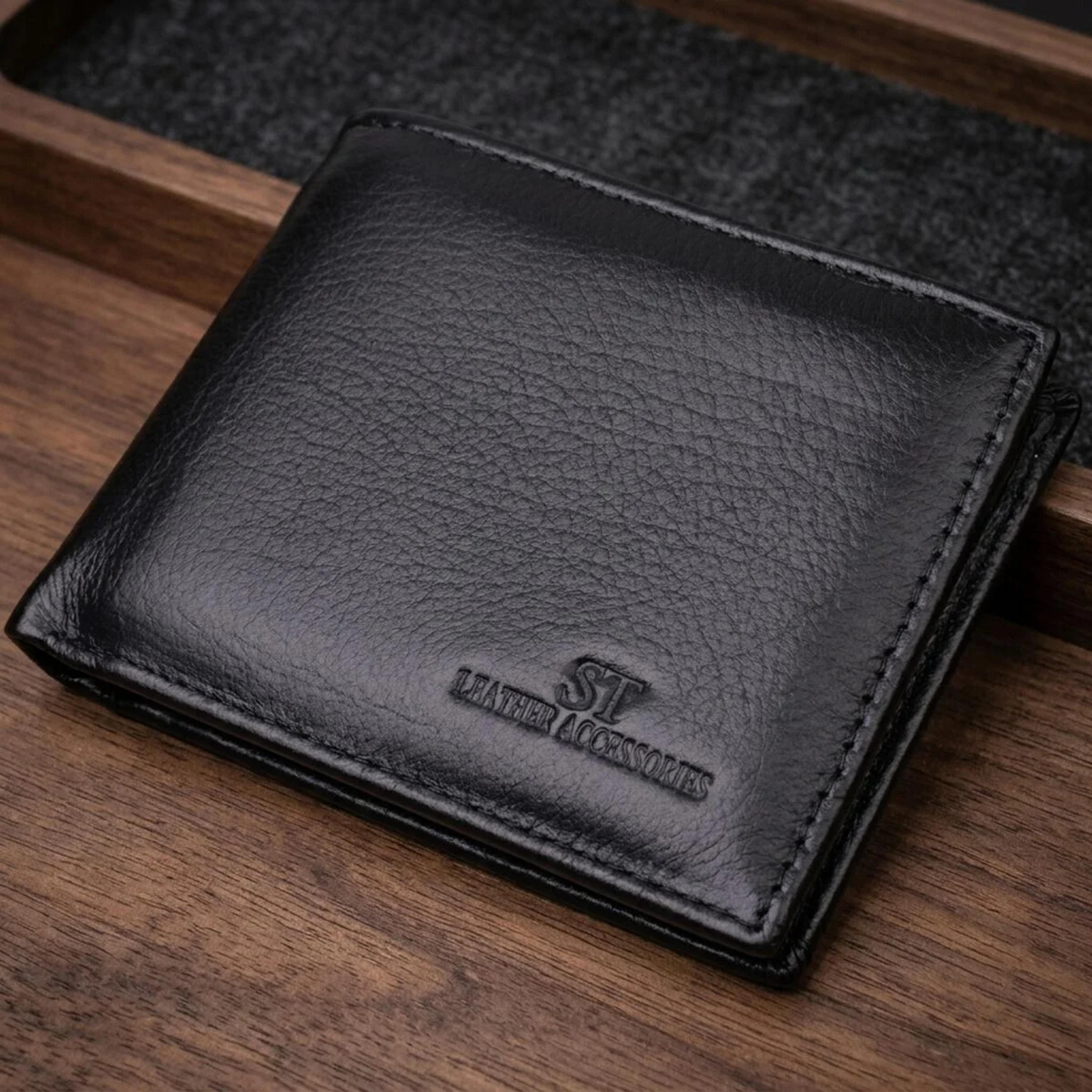 Чоловічий гаманець-затиск з натуральної шкіри ST Leather 22460 Чорний