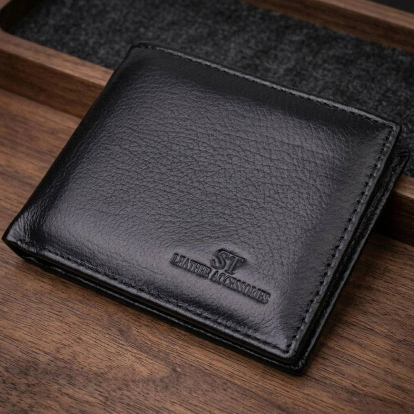 Чоловічий гаманець-затиск з натуральної шкіри ST Leather 22460 Чорний