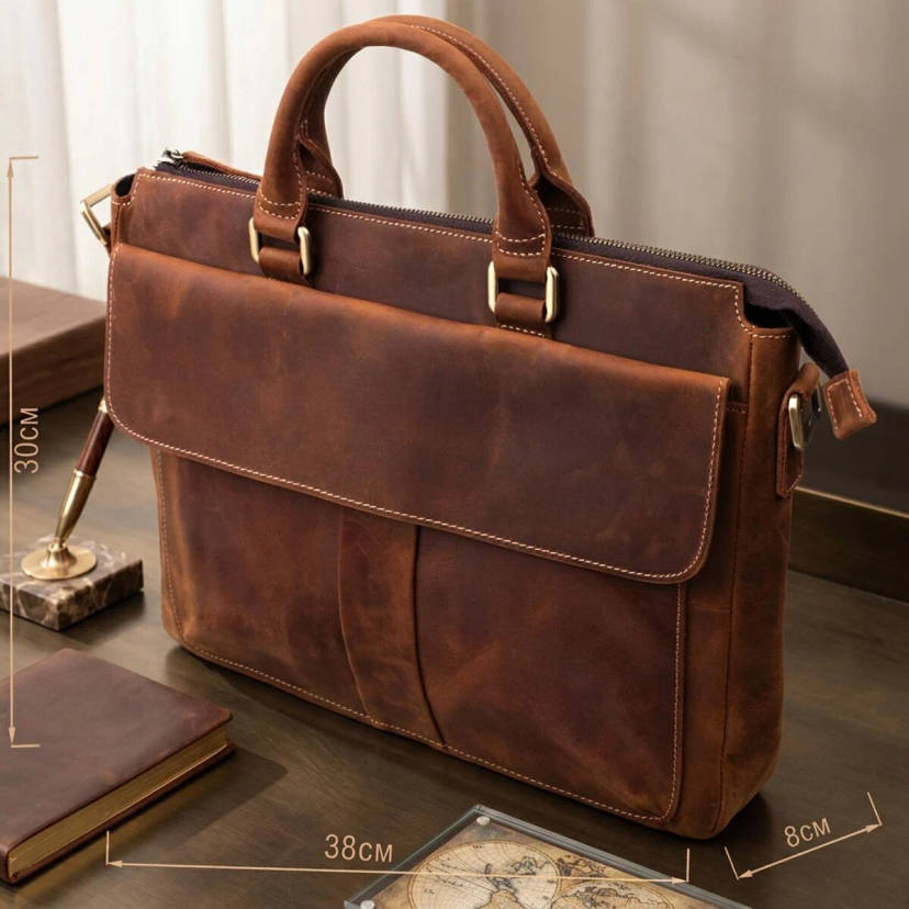Шкіряний портфель для ноутбука роботи та документів Vintage 14066 Коричневий