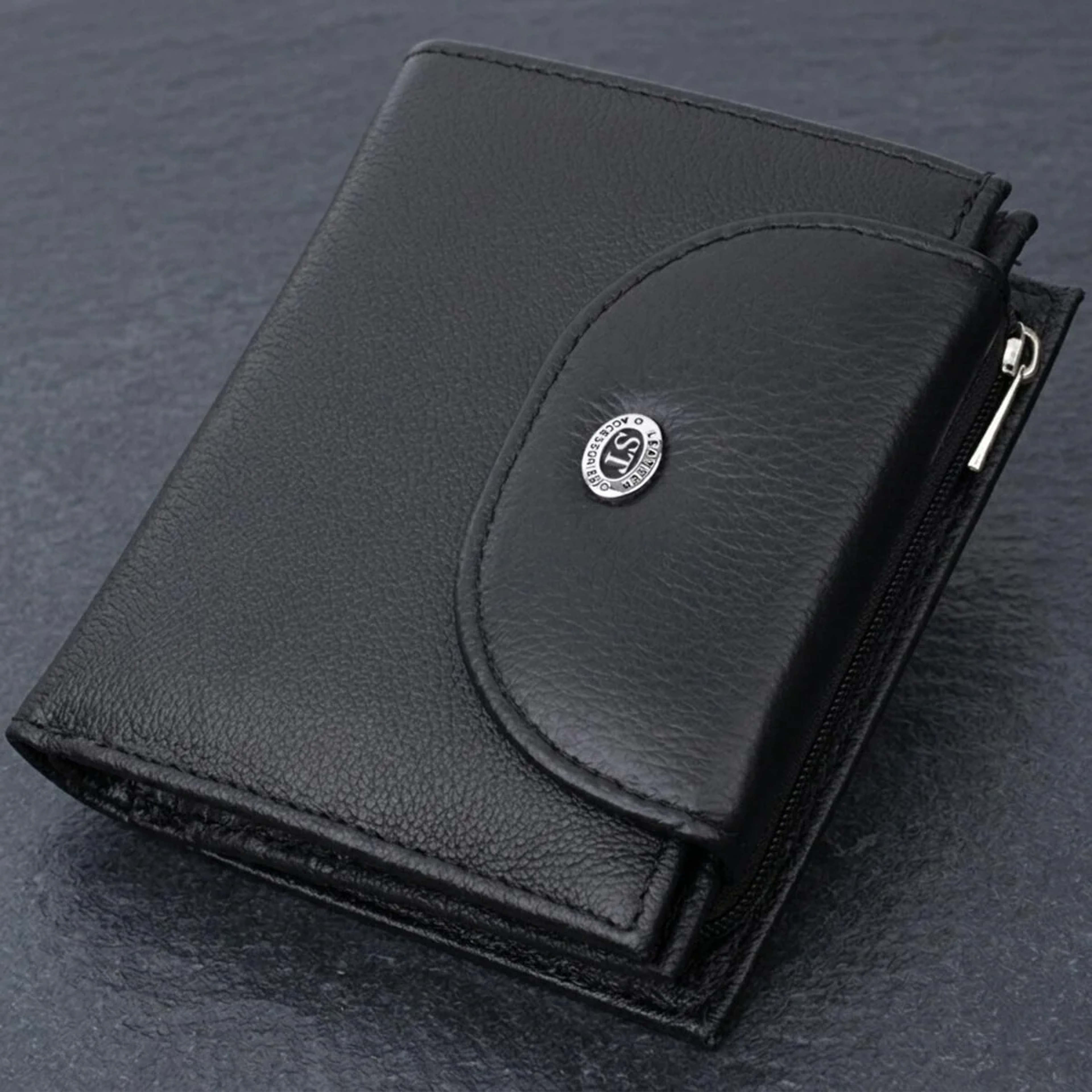 Зручний жіночий гаманець із монетницею із натуральної шкіри ST Leather 22711 Чорний