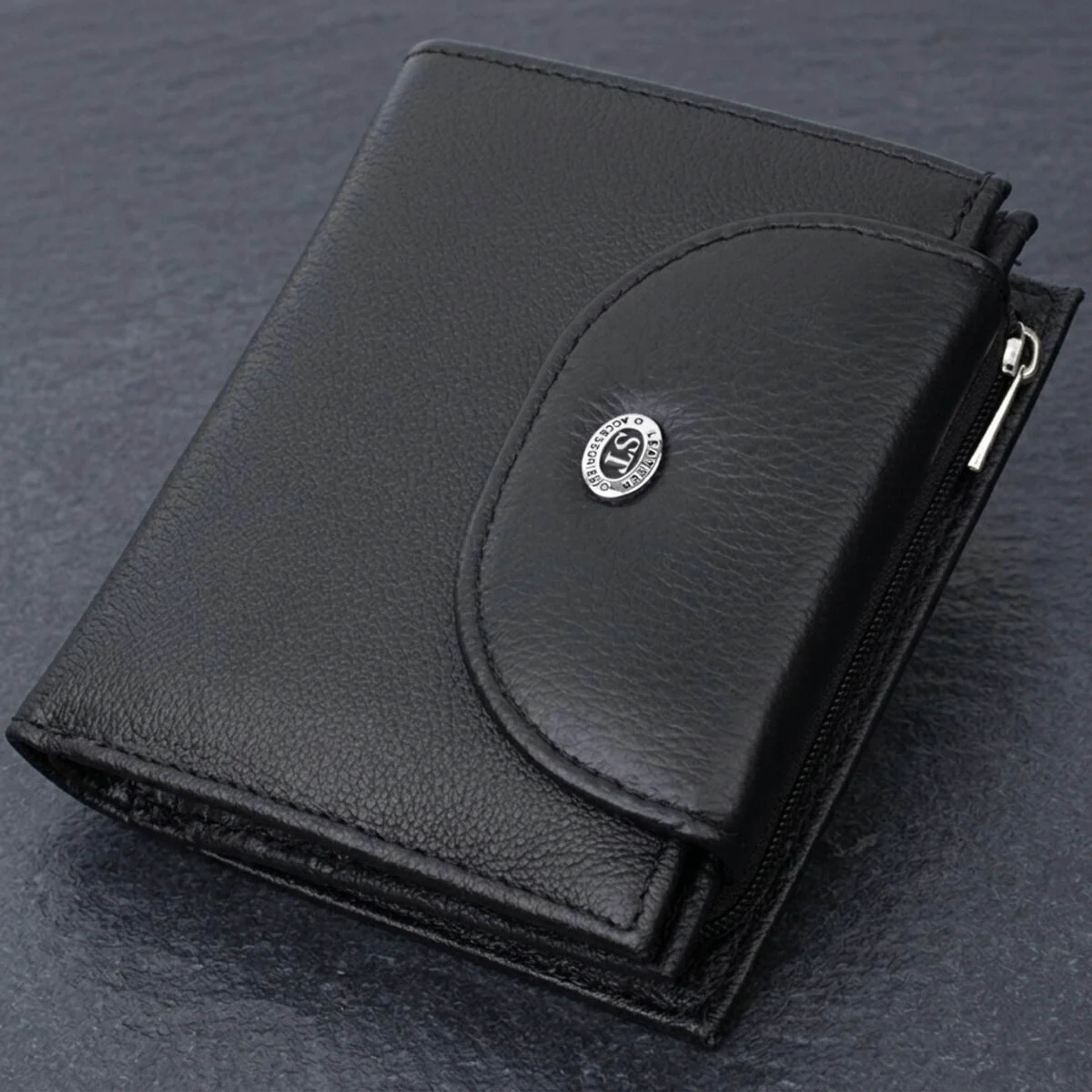 Зручний жіночий гаманець із монетницею із натуральної шкіри ST Leather 22711 Чорний