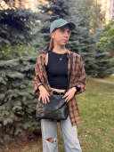 Невелика жіноча сумка з двома ремінцями з натуральної шкіри Vintage 23014 Чорний thumbnail 16