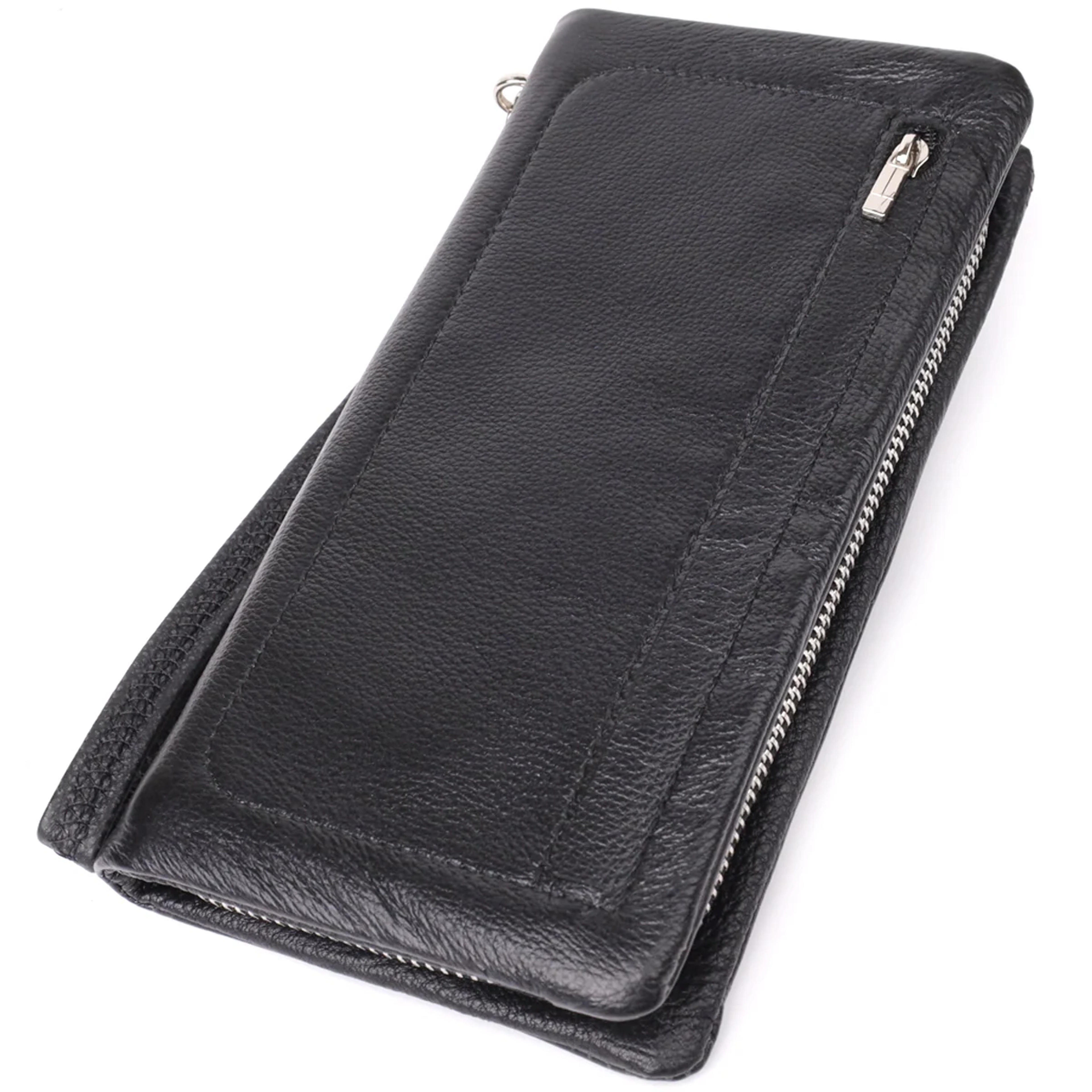 Жіночий шкіряний гаманець-клатч із відділенням під телефон ST Leather 23101 Чорний