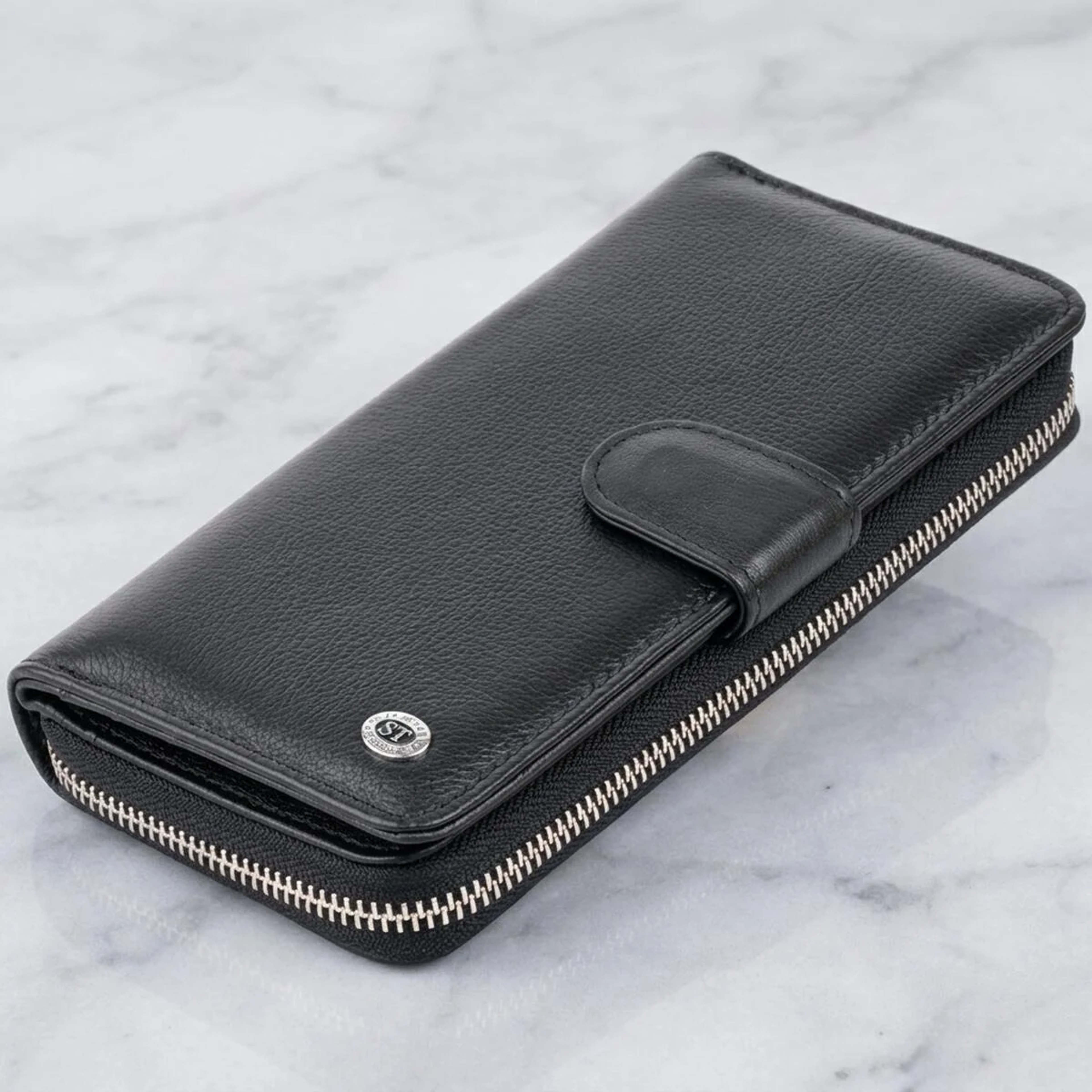 Вертикальний місткий гаманець зі шкіри унісекс ST Leather 19300 Чорний