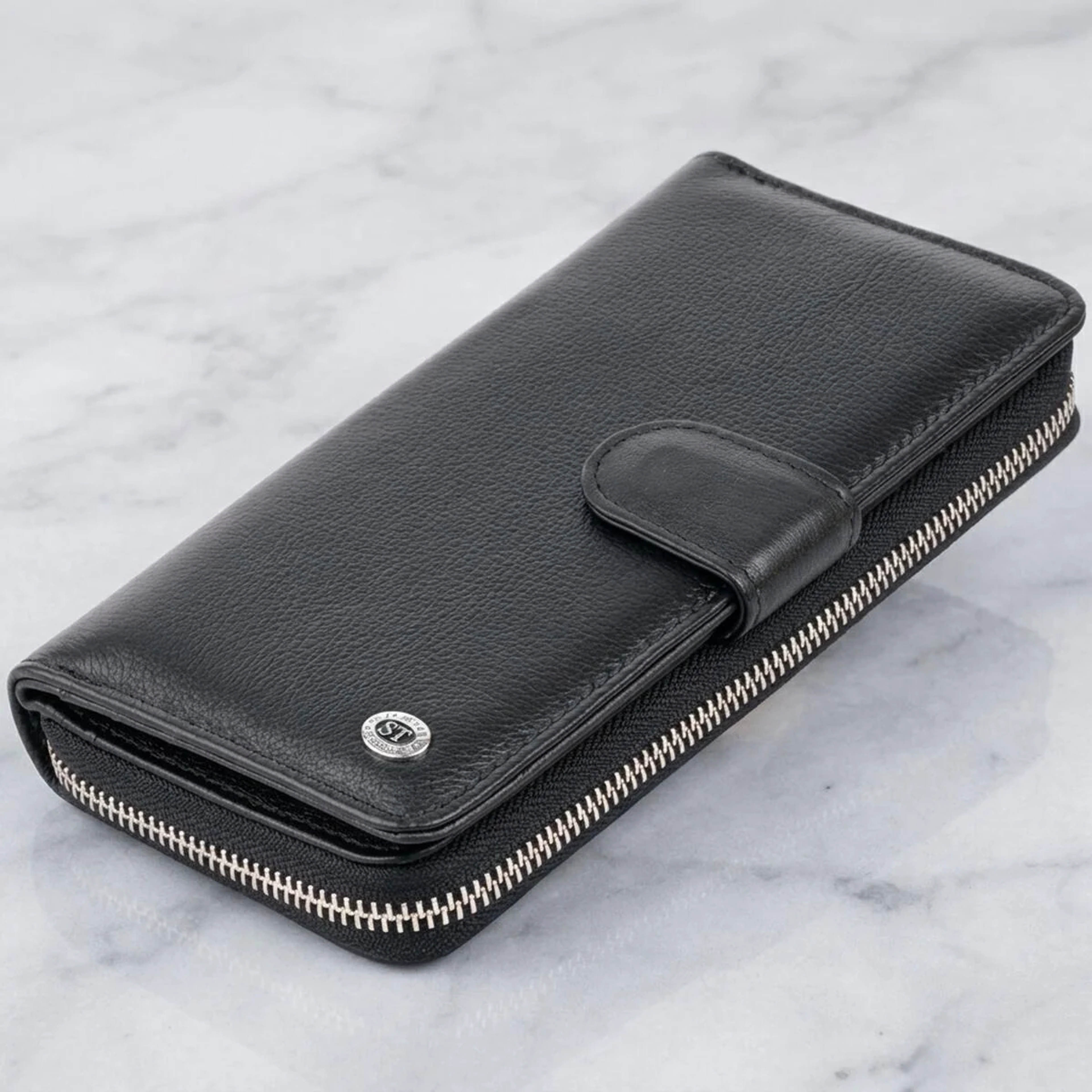 Вертикальний місткий гаманець зі шкіри унісекс ST Leather 19300 Чорний