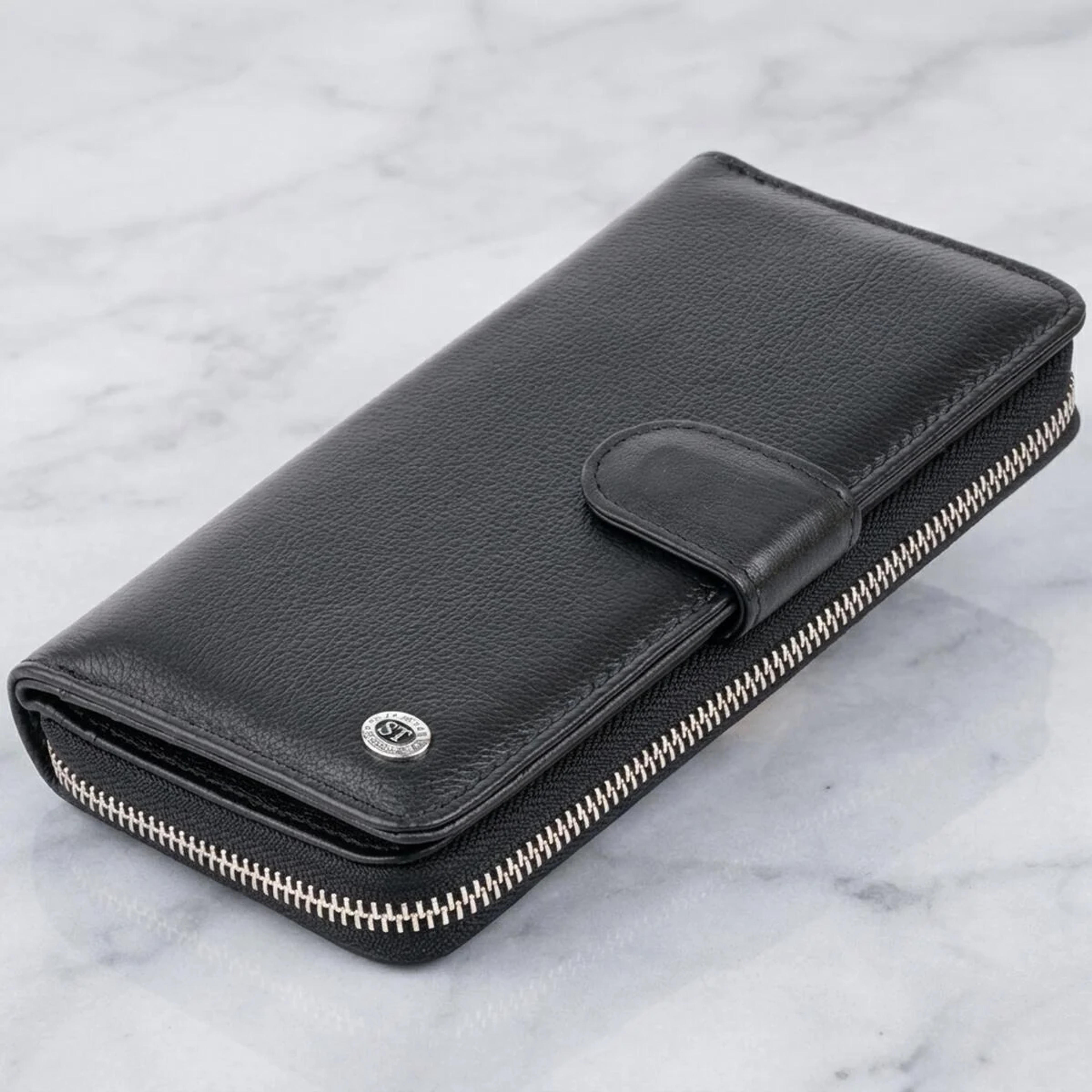 Вертикальний місткий гаманець зі шкіри унісекс ST Leather 19300 Чорний