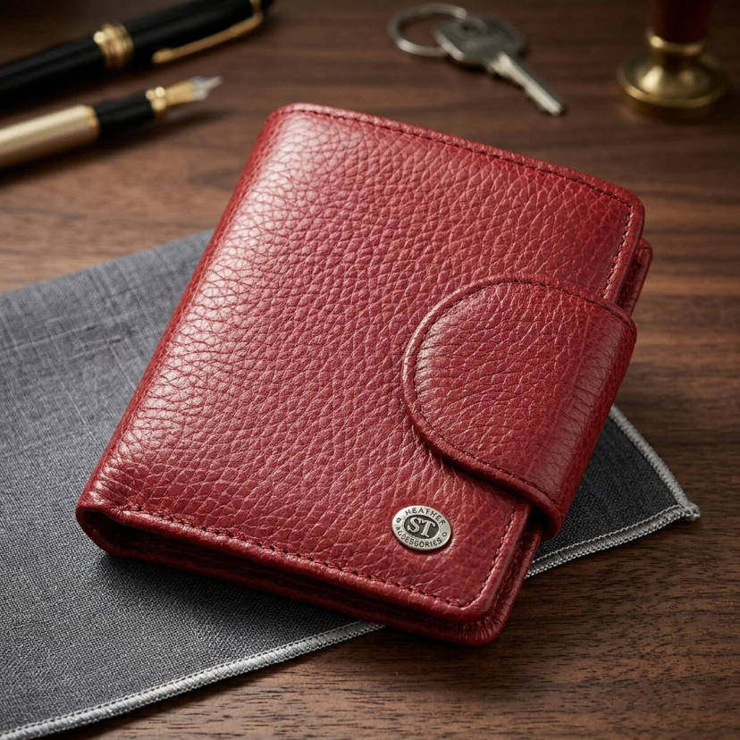 Жіночий шкіряний гаманець для карток купюр та монет ST Leather 18499 Червоний