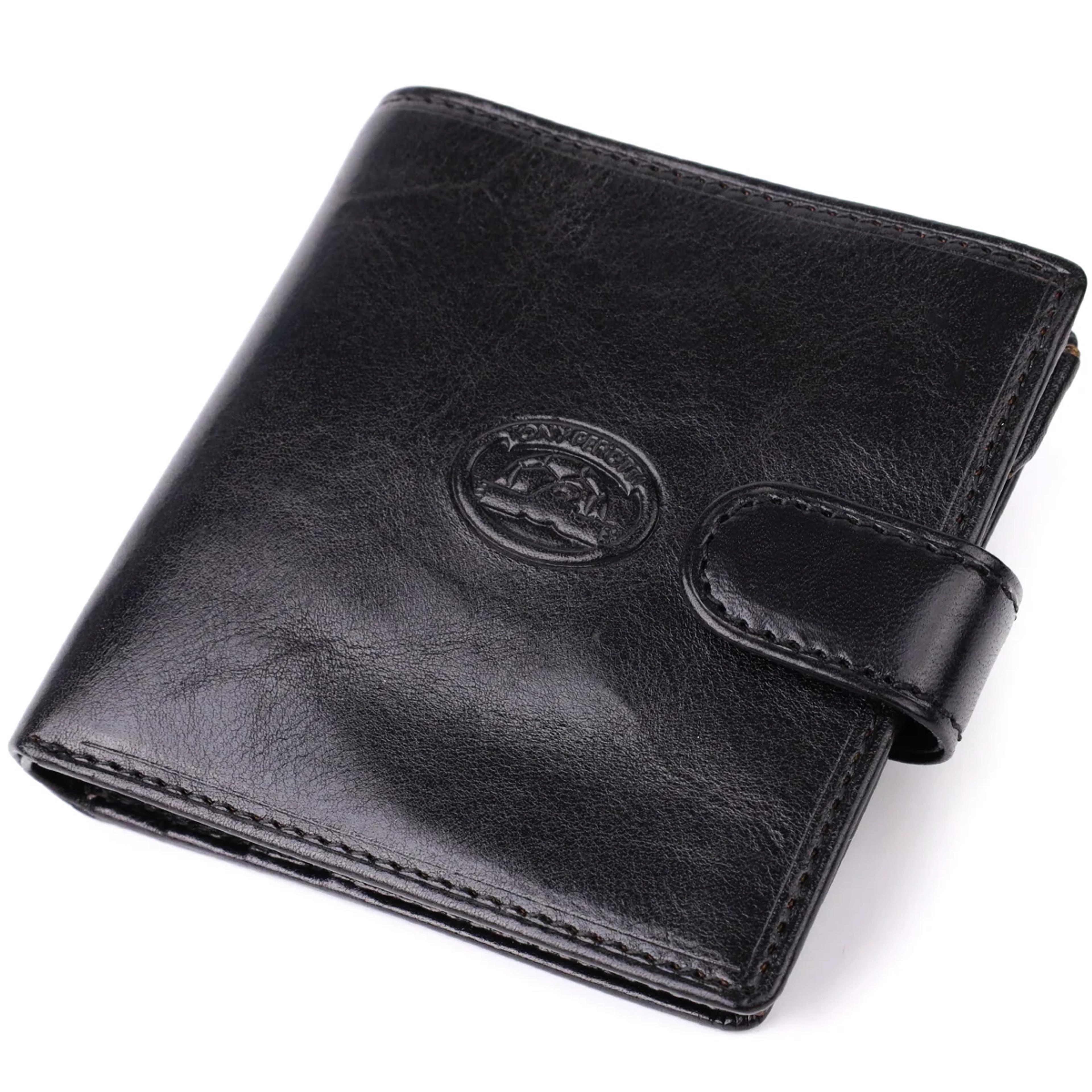 Стильный кошелек унисекс из глянцевой натуральной кожи Tony Perotti 20885_1 (1256 nero) Черный