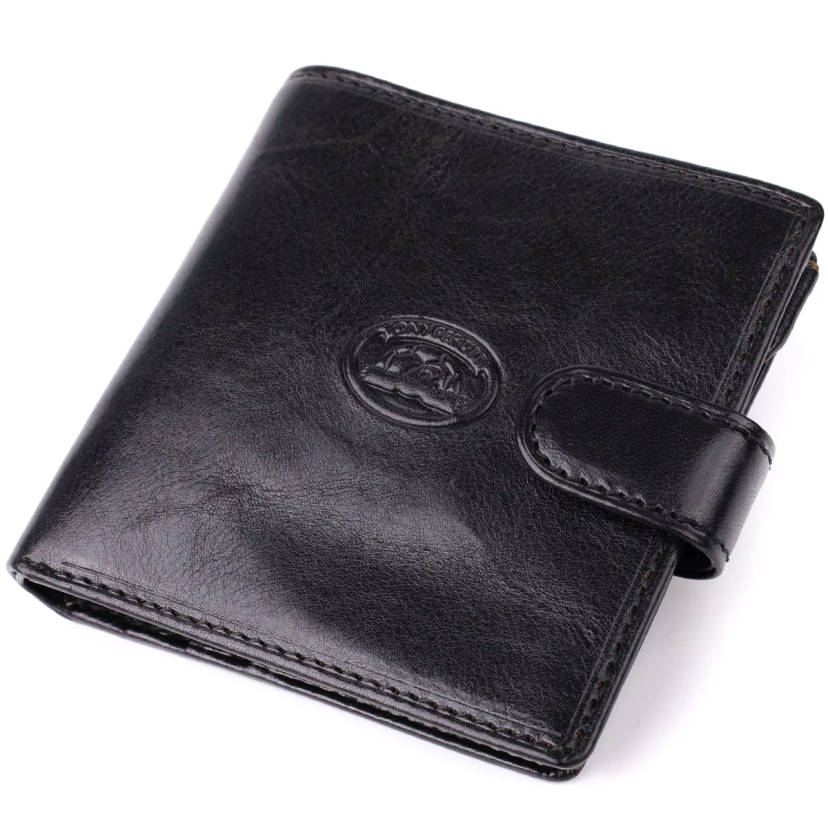 Стильный кошелек унисекс из глянцевой натуральной кожи Tony Perotti 20885_1 (1256 nero) Черный
