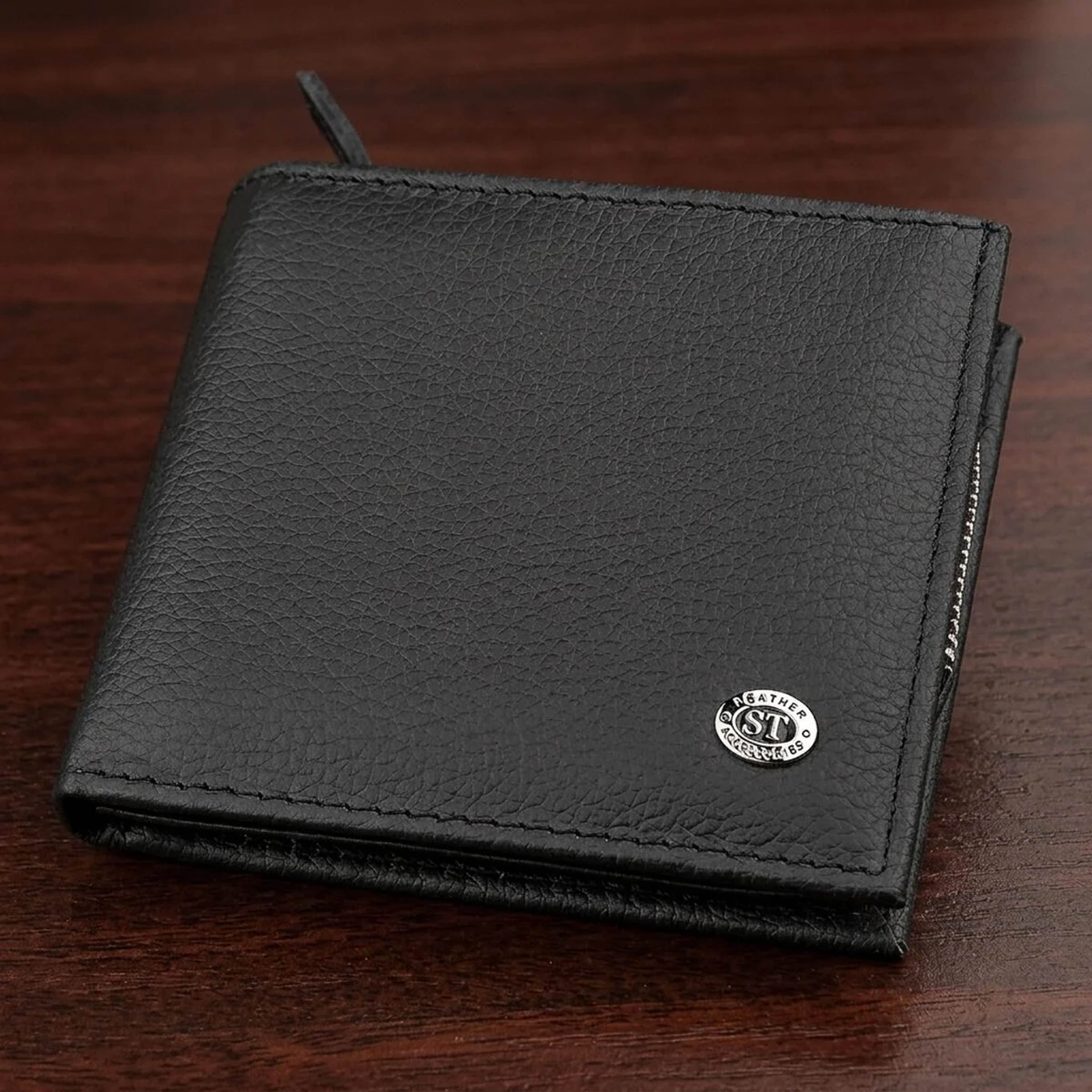 Чоловічий гаманець ST Leather 18343 (ST154) натуральна шкіра Чорний