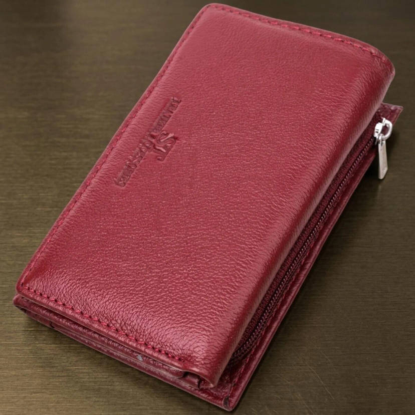 Шкіряний жіночий гаманець у три додавання ST Leather 22489 Бордовий