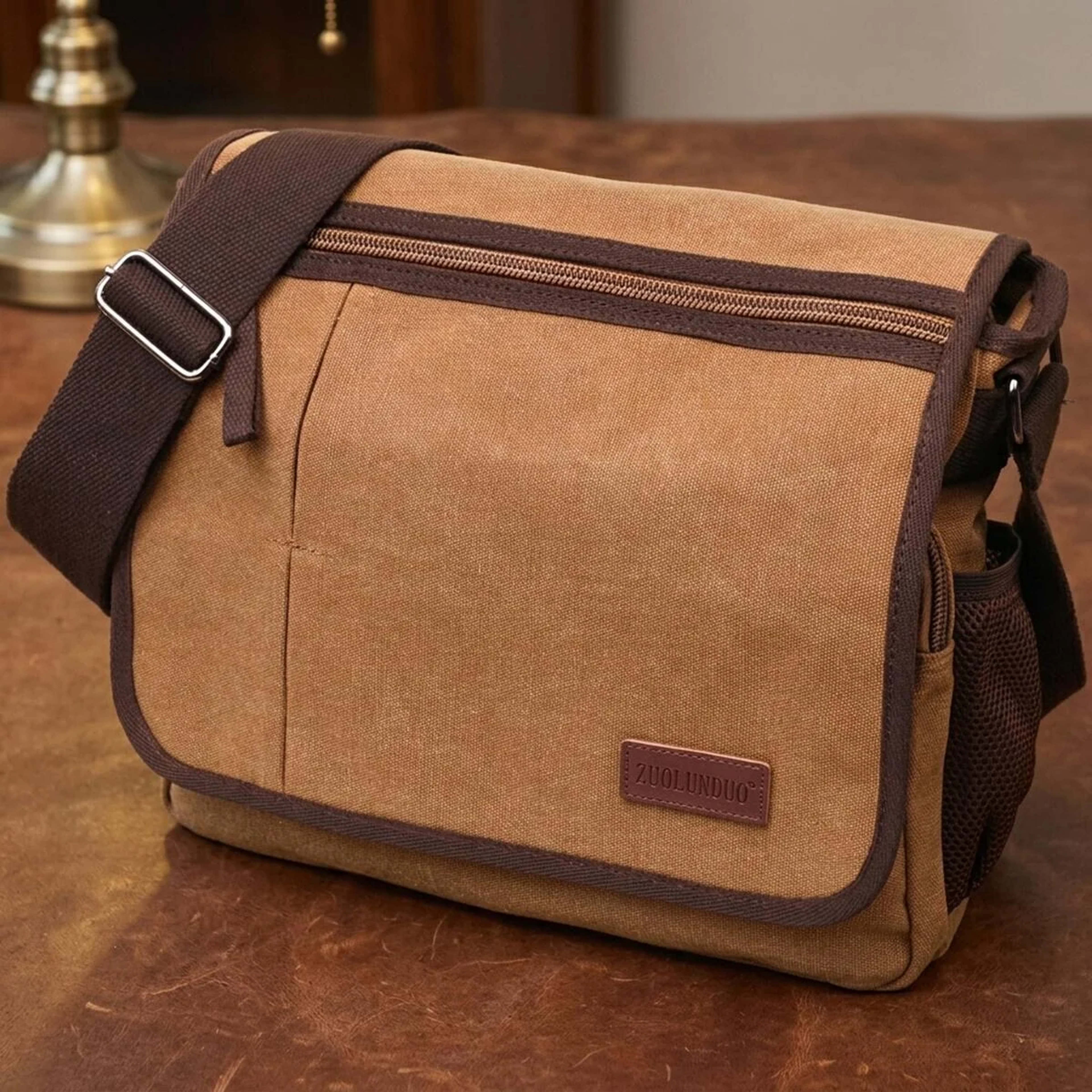 Містка текстильна сумка для ноутбука 13" через плече Vintage 22201Коричнева