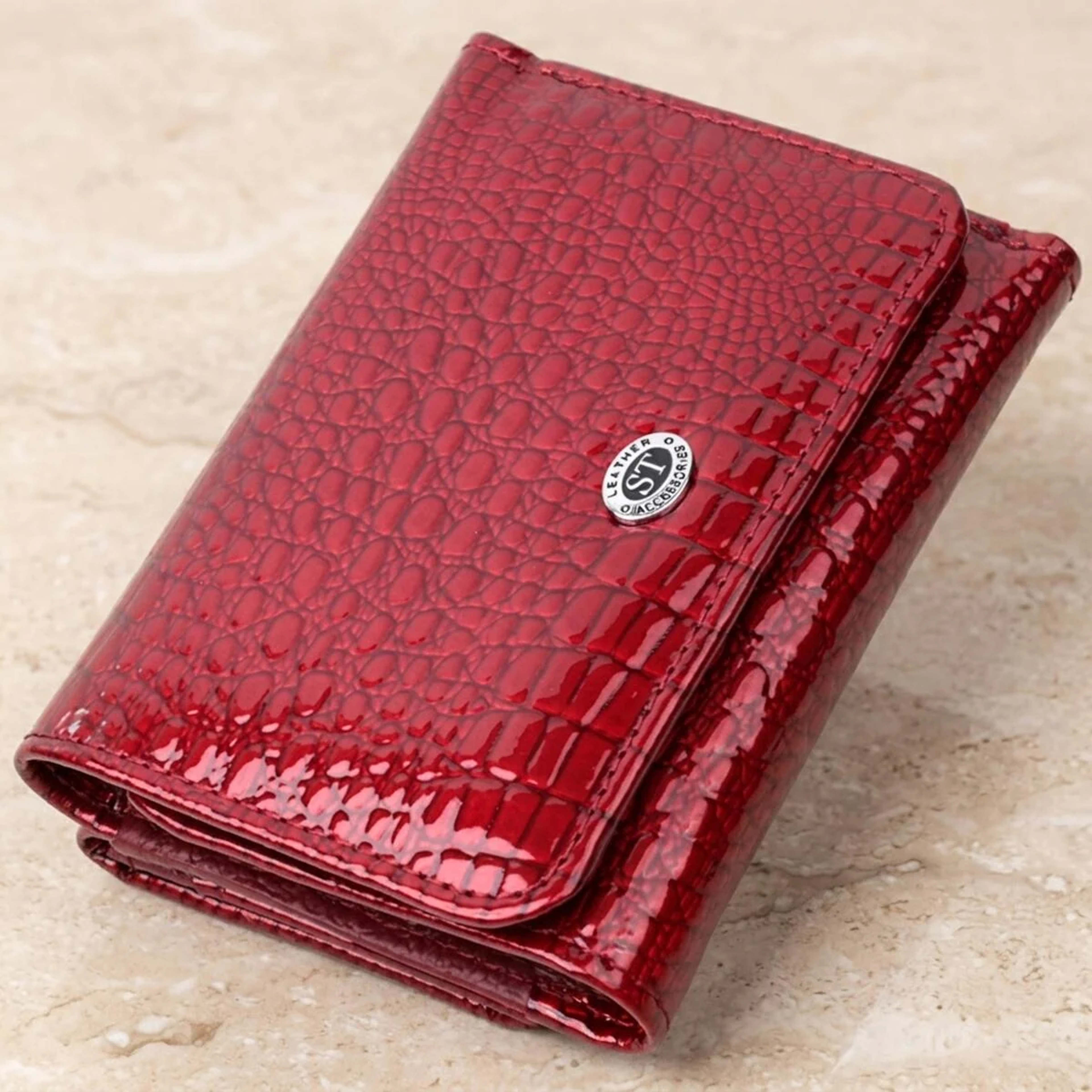 Стильний жіночий фактурний гаманець із натуральної шкіри ST Leather 22731 Червоний
