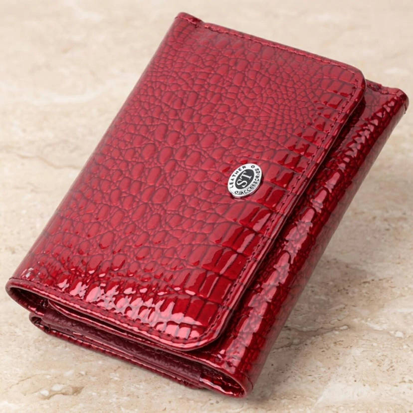 Стильний жіночий фактурний гаманець із натуральної шкіри ST Leather 22731 Червоний