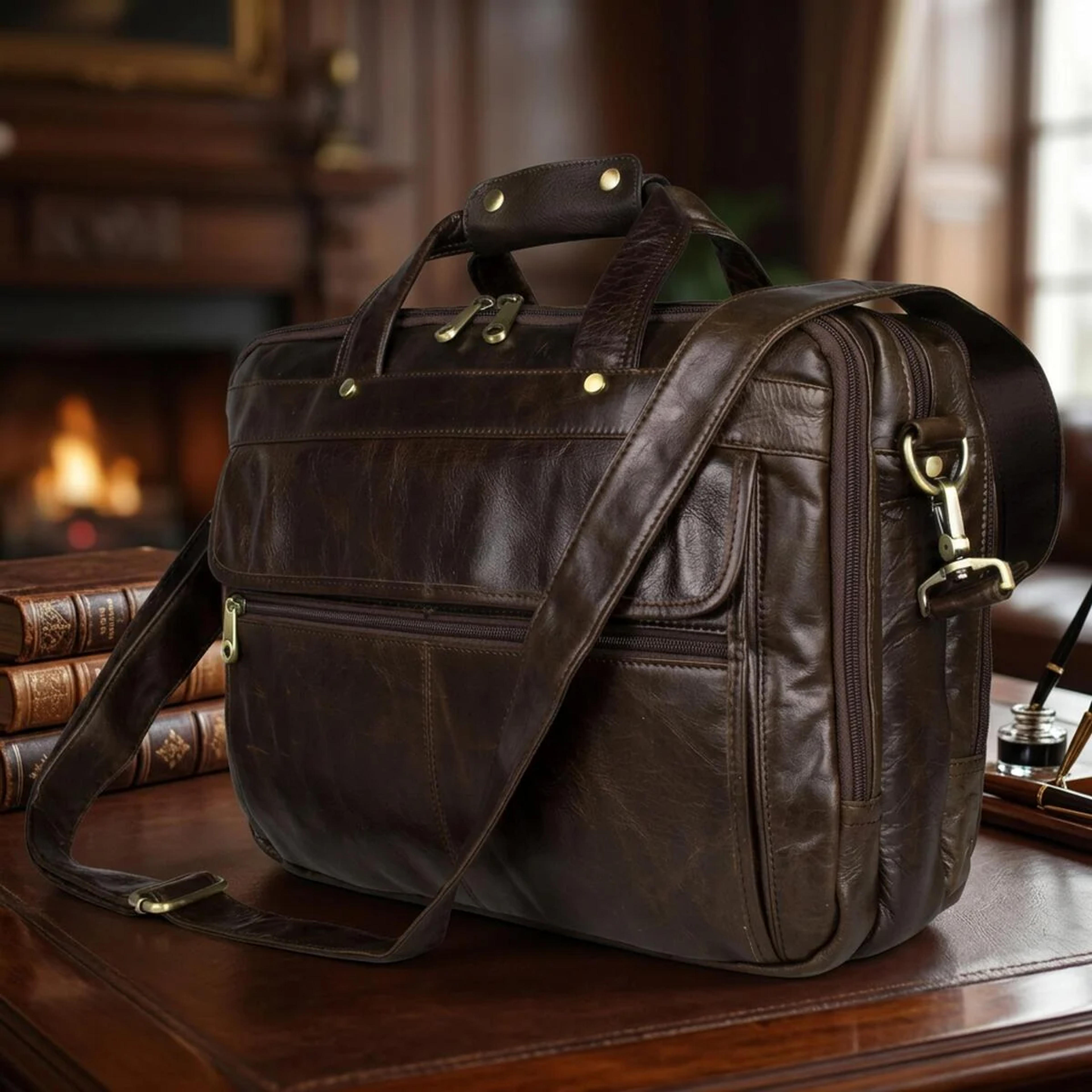 Шкіряна сумка для ноутбука роботи та документів Vintage 14247 Коричнева
