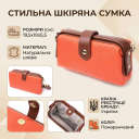 Яскравий клатч з цікавою клямкою з натуральної шкіри Vintage 22424 Оранжевий thumbnail 3