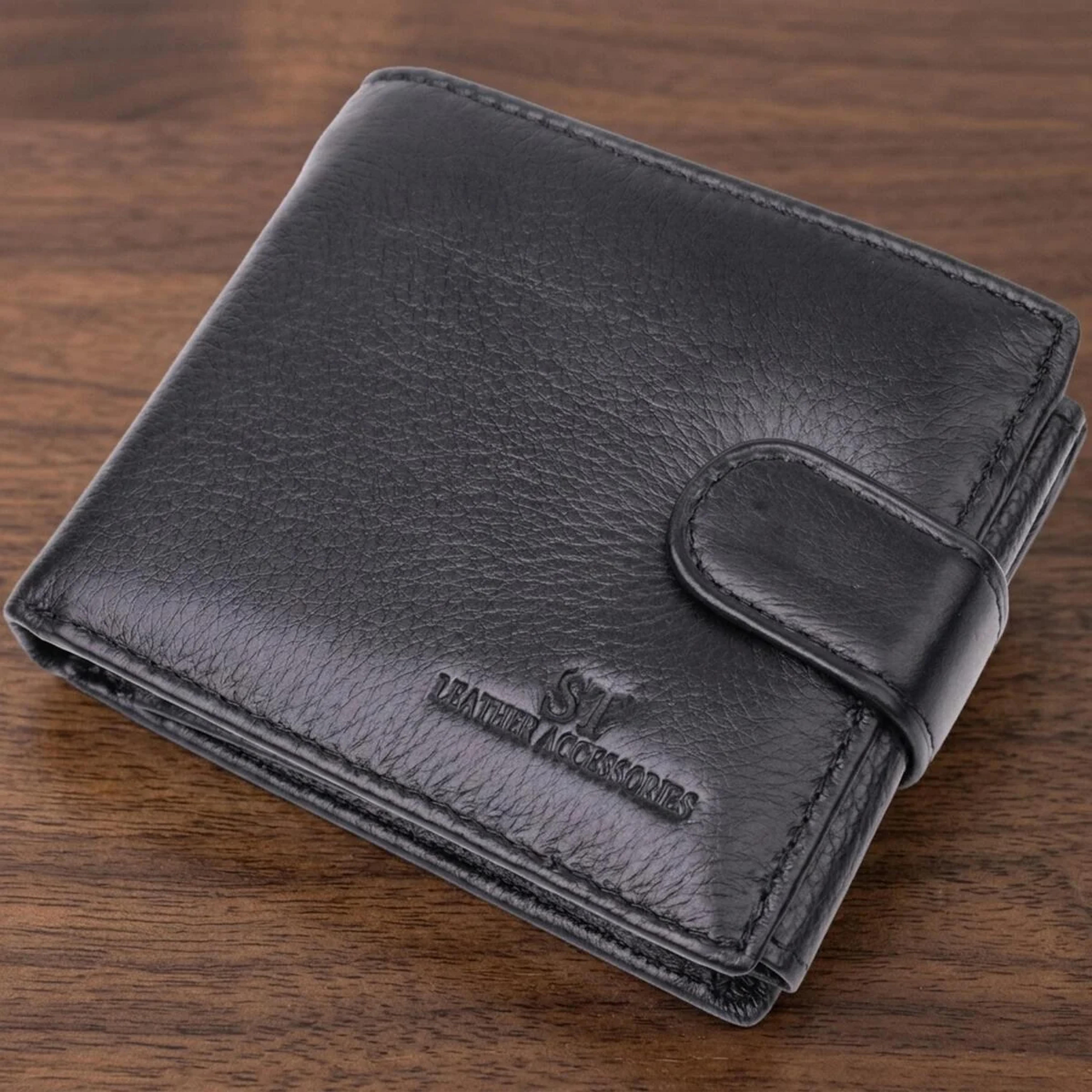 Якісний горизонтальний гаманець із натуральної шкіри ST Leather 22455 Чорний