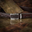 Ремінь-автомат CROCODILE LEATHER 18171 з натуральної шкіри крокодила Коричневий thumbnail 4