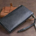 Гаманець-клатч зі шкіри з кишенею для мобільного ST Leather 19310 Чорний thumbnail 9