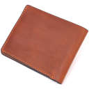 Надійний чоловічий шкіряний гаманець у два складання Україна GRANDE PELLE 16738 Світло-коричневий thumbnail 5