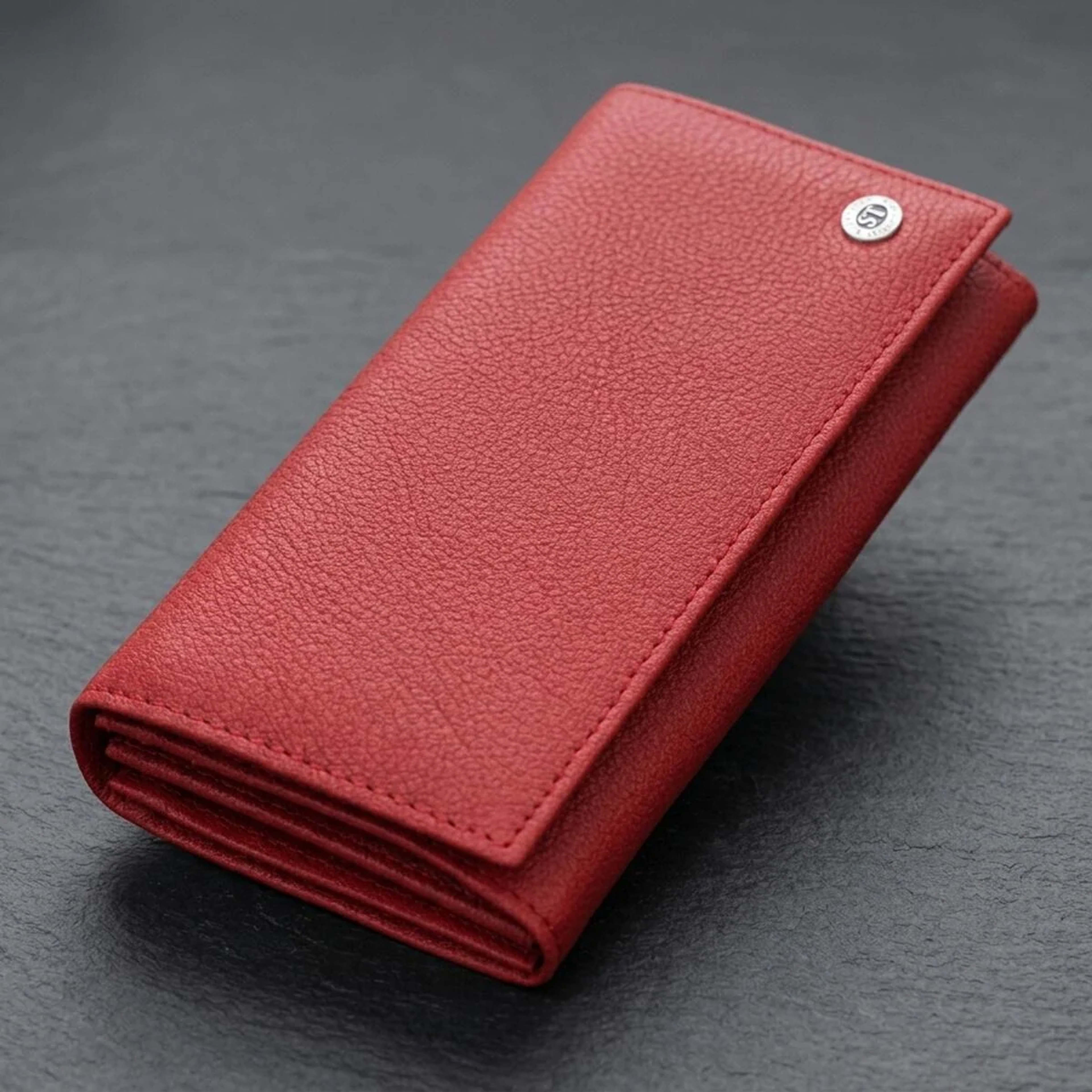 Яскравий вертикальний гаманець із натуральної шкіри ST Leather 23087 Червоний