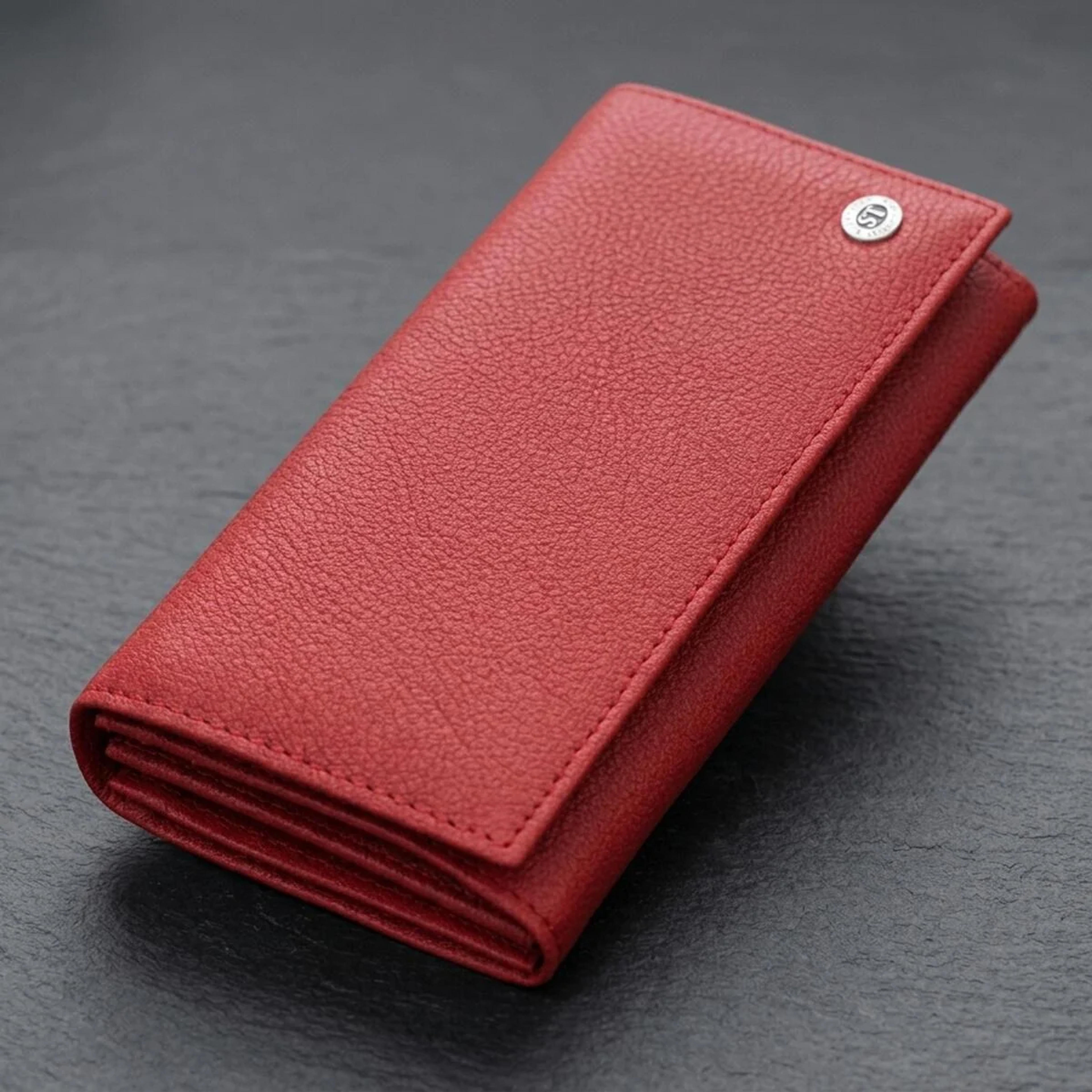 Яскравий вертикальний гаманець із натуральної шкіри ST Leather 23087 Червоний