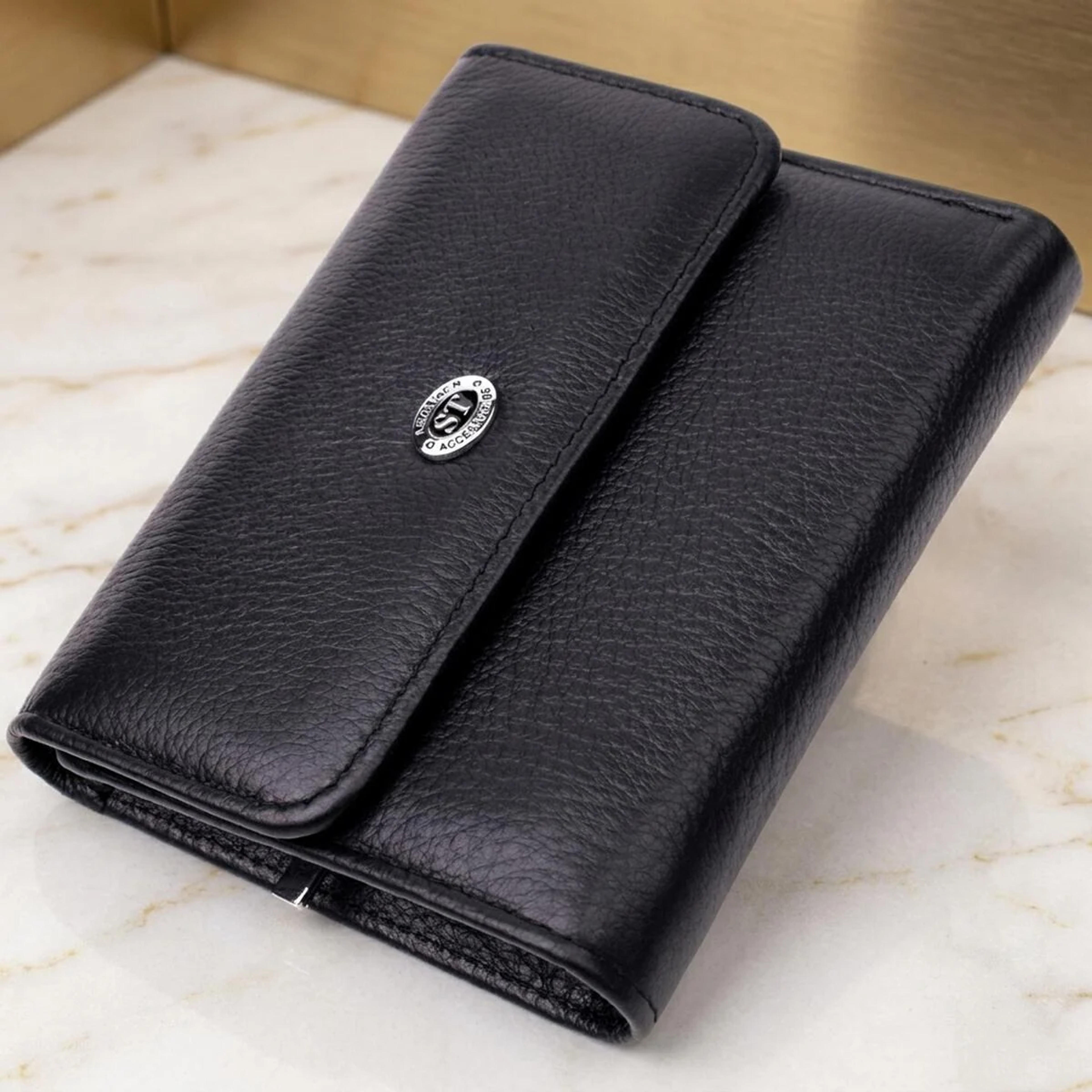 Симпатичний жіночий гаманець із монетницею з натуральної шкіри ST Leather 19481 Чорний