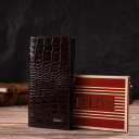 Стильний гаманець для чоловіків з натуральної шкіри з тисненням під крокодила CANPELLINI 21915 Коричневий thumbnail 14