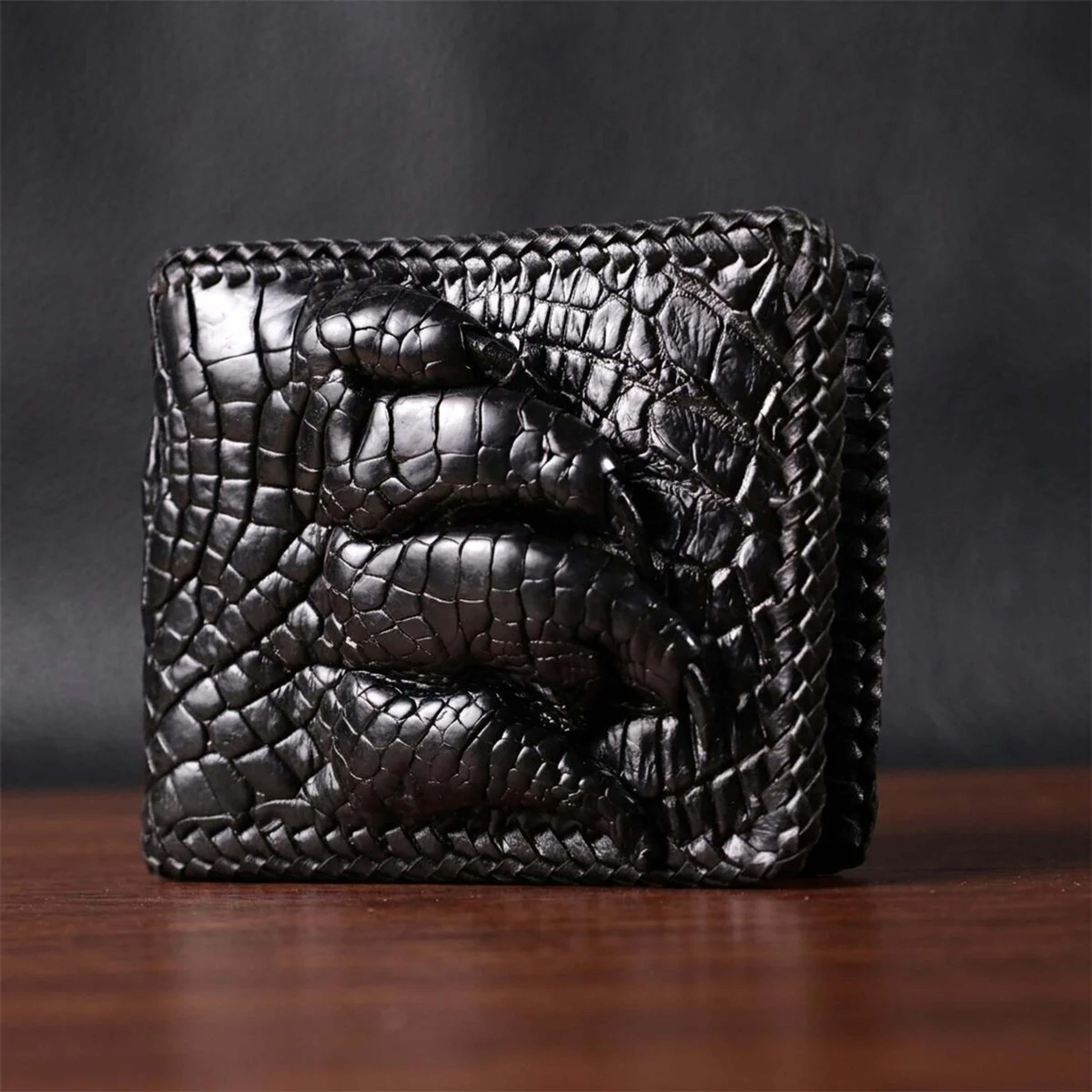 Портмоне CROCODILE LEATHER 18004 з натуральної шкіри крокодила Чорне