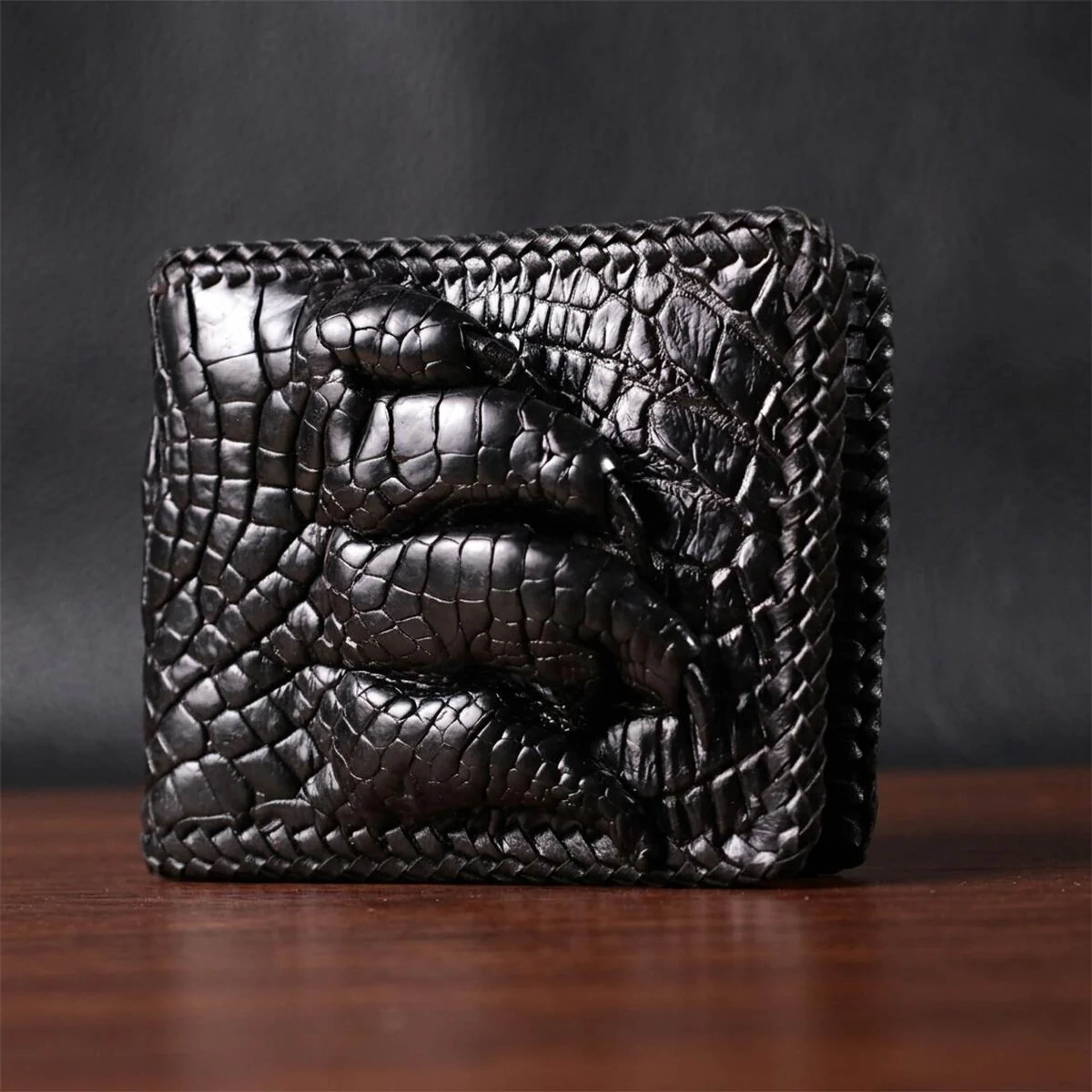 Портмоне CROCODILE LEATHER 18004 з натуральної шкіри крокодила Чорне