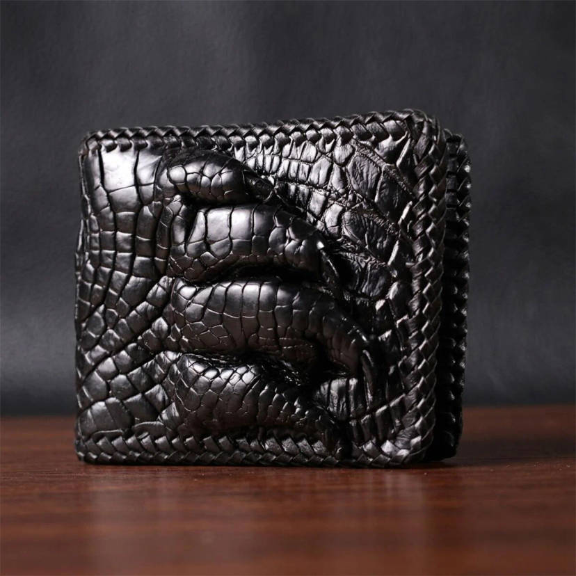 Портмоне CROCODILE LEATHER 18004 з натуральної шкіри крокодила Чорне