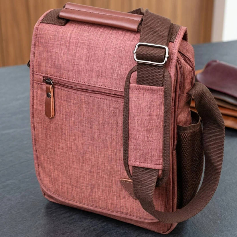 Містка чоловіча сумка з текстилю 21262 Vintage Коричнева