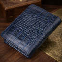 Практичний вертикальний жіночий гаманець із натуральної шкіри з тисненням під крокодила CANPELLINI 21677 Синій thumbnail 4